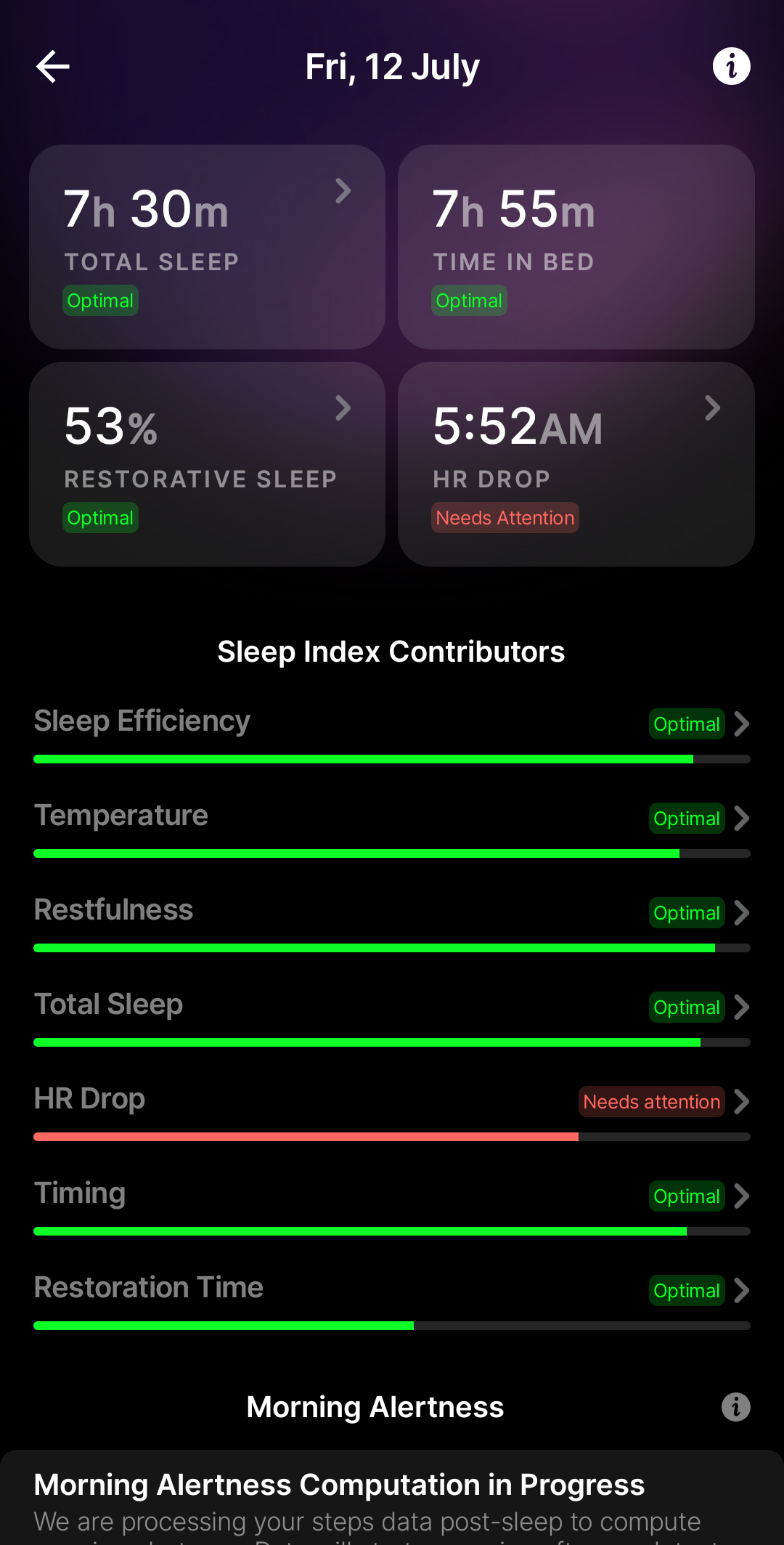 Ultrahuman app sleep screenshot